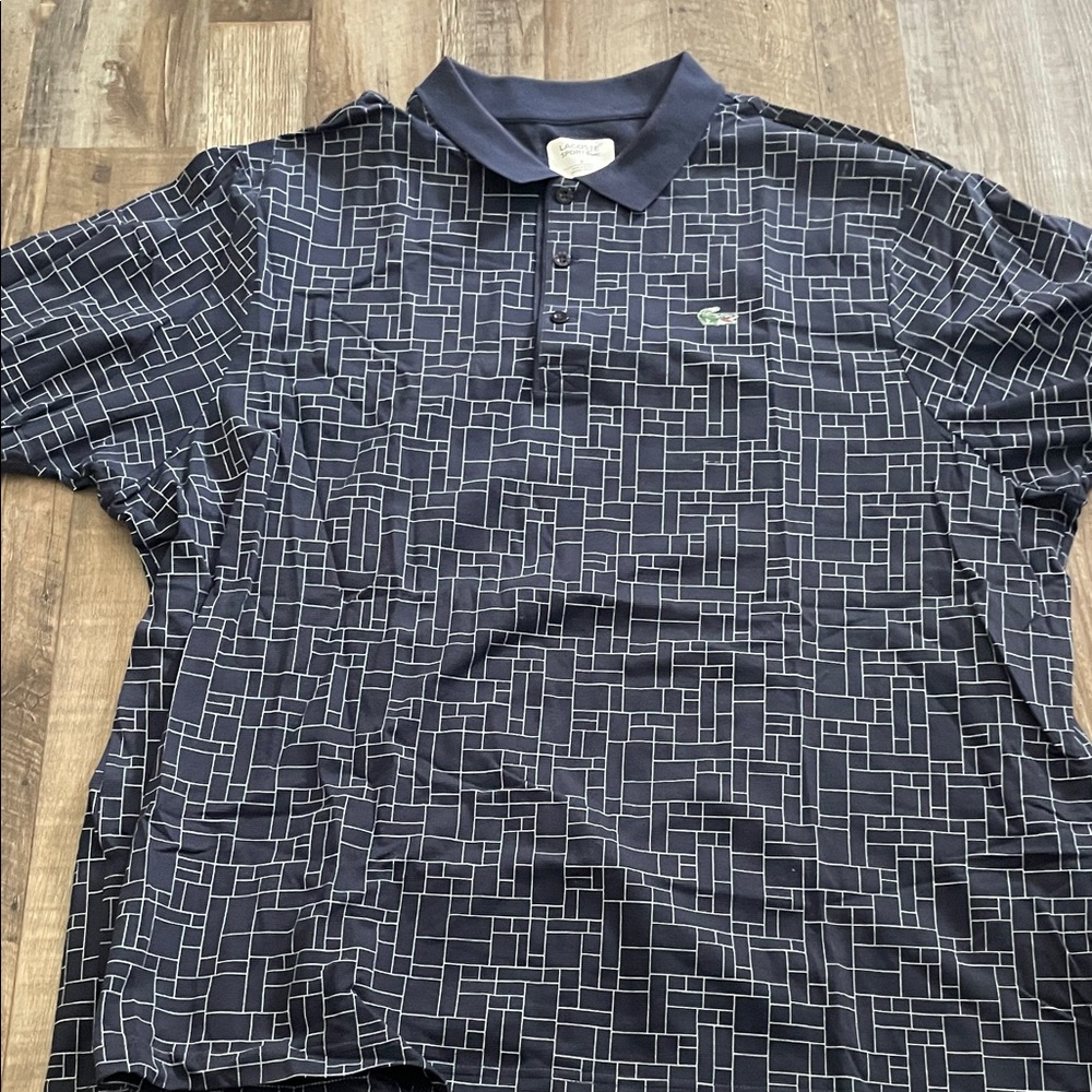 Lacoste Navy Geometric Polo Shirt Size 9